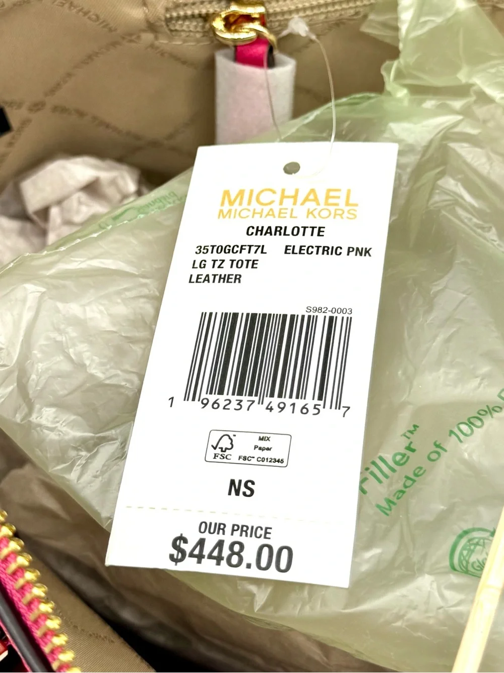 Michael Kors Large Charlotte Tote Bag Electric Pink